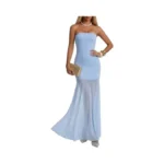 Curvphilo Strapless Bodycon Maxi Dress Women Double Lined Modal Mesh