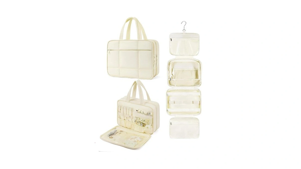 Telena Travel Toiletry Bag With Jewelry Organizer For Women, Puffy