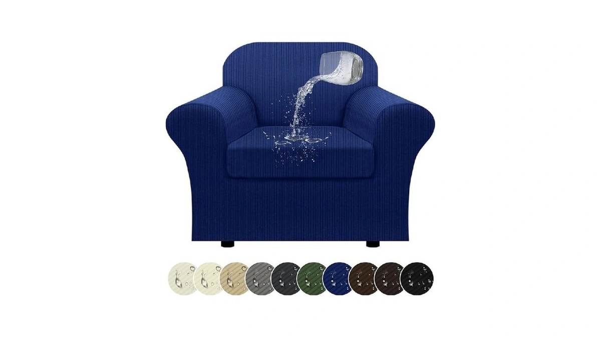 Pfrstuv 100% Waterproofchair Cover With Arms 2-piece Set Striped Armchair