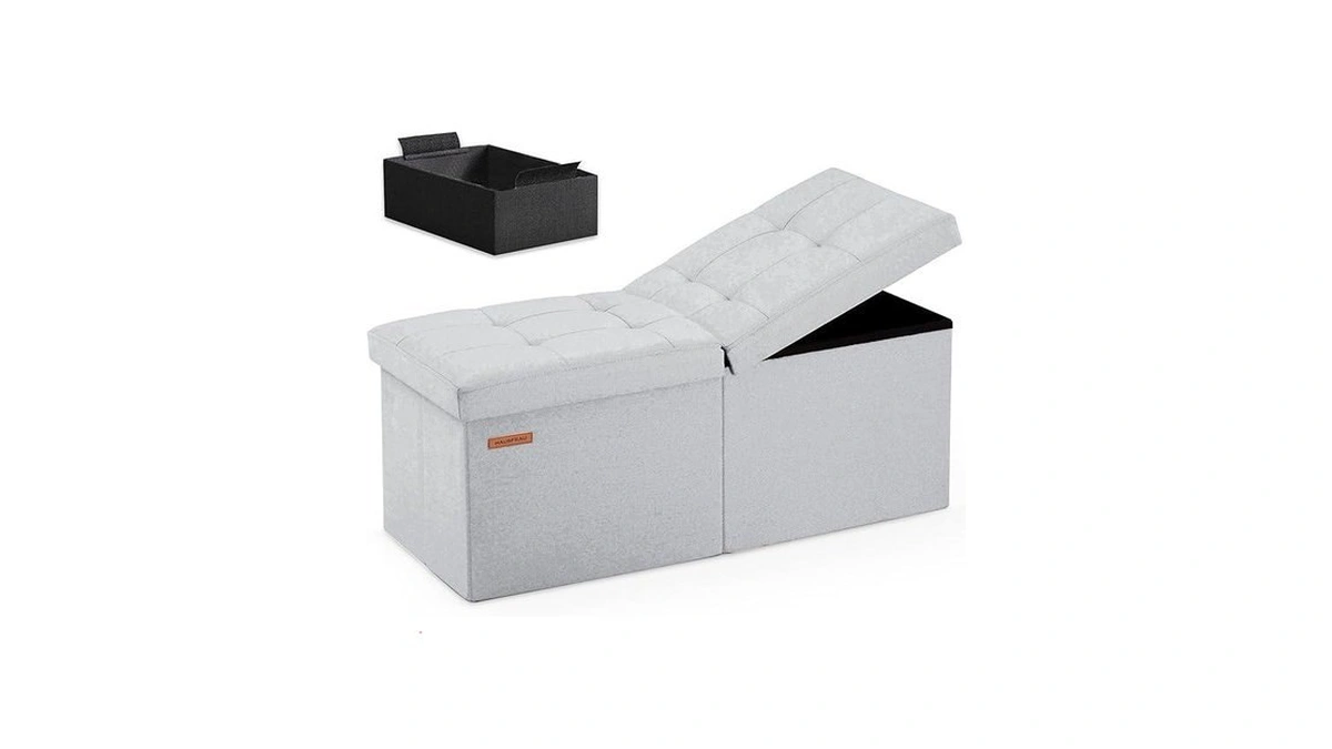 Hausfrau 31.5 Inches Ottoman With Storage Bench, Folding Ottoman Bench