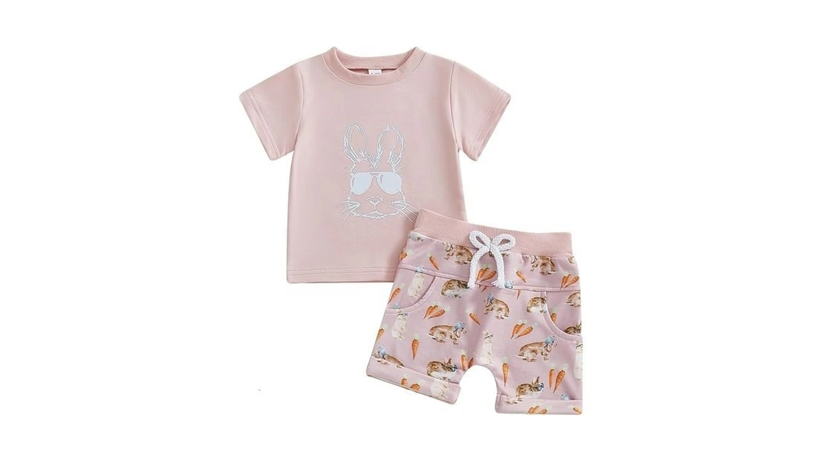 Yingisfitm Easter Baby Boy Girl Outfit Short Sleve Bunny Shirt