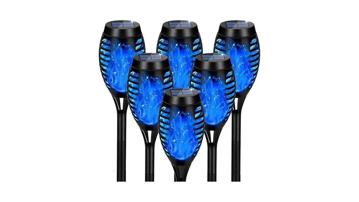 Tancuzo Solar Lights Outdoor, Upgraded 6 Pack Blue Solar Torch