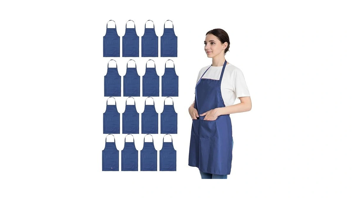 Loyhuang Blue Aprons Bulk For Women Girls With 2 Pockets-chef