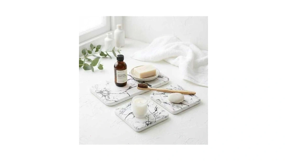 Water Absorbing Stone Tray For Sink, 3pcs Fast Drying Diatomaceous