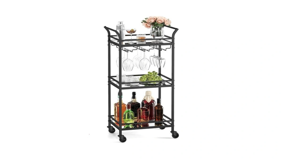 Vasagle Bar Cart, Home Bar Serving Cart, Small Bar Serving