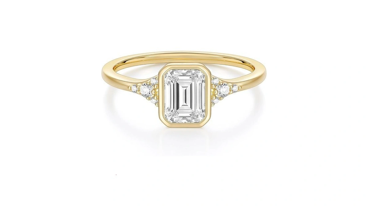 Eamti 2ct Engagement Rings For Women Emerald Cut Cubic Zirconia