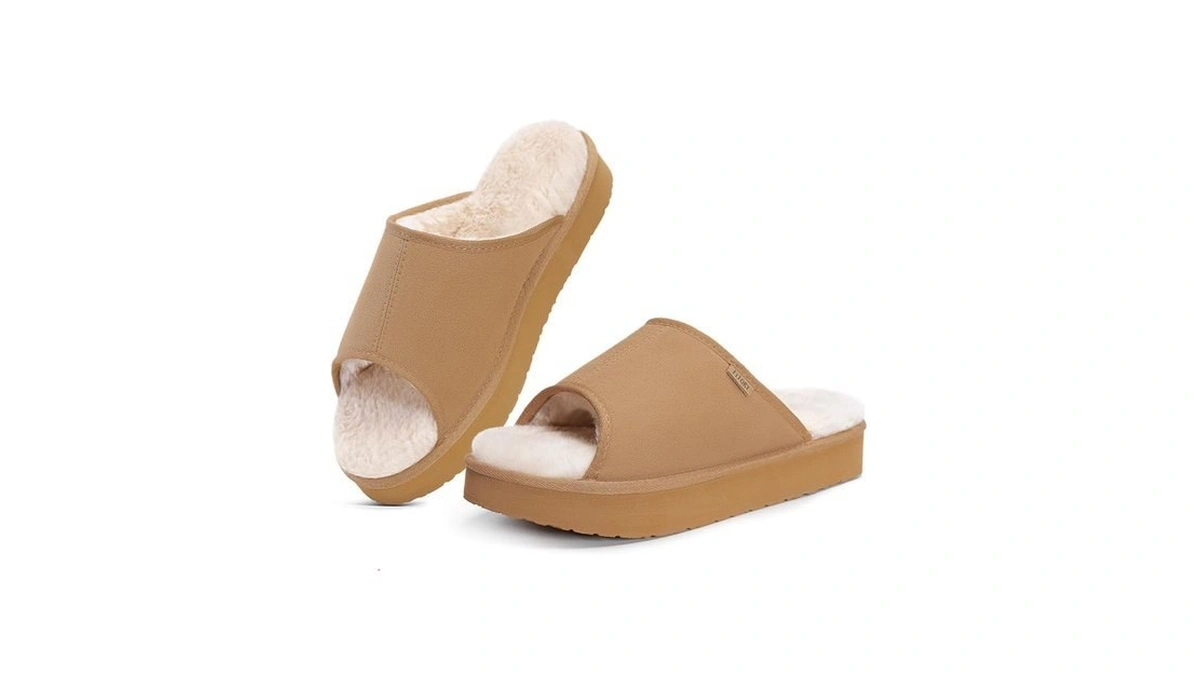 Fitory Womens Open Toe Slipper With Cozy Lining,faux Rabbit Fur