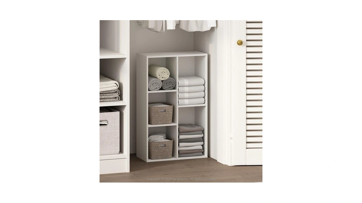 Furinno Reed Closet Organizers And Storage, 5-cube Reversible Closet Shelves,