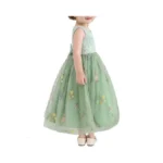 Deefant Girl Flower Dress V Back Lace Tulle Embroidered Toddler