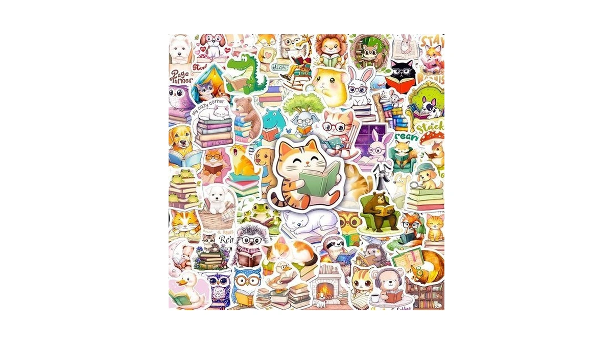 Ckxtyng 200 Pcs Animal Bookish Stickers, 100 Unique Designs Animal