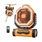 Rechargeable Camping Fan With Telescopic Led Lantern & Remote, 20000mah