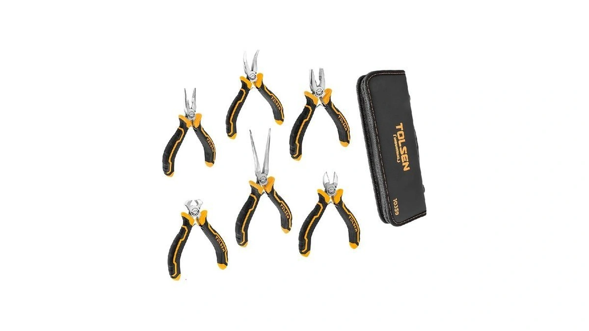 Tolsen 6-piece Mini Pliers Set, Needle Nose, Diagonal, Long Nose,