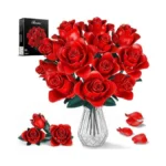 Eafzv Flowers Bouquet Building Set, 12 Artificial Red Roses Botanical