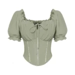 Scarlet Darkness Vintage Corset Tops For Women Renaissance Blouse Off