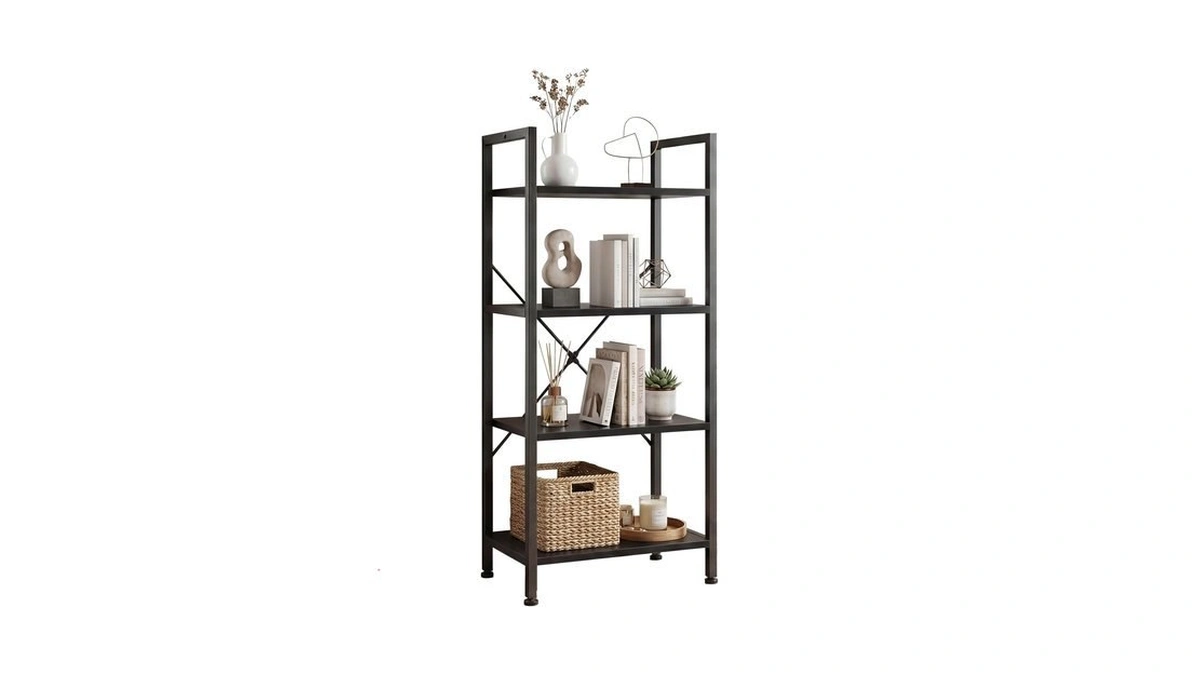 Dumos 4 Tiers Open Bookshelf, Classic Freestanding Tall Display Shelf,