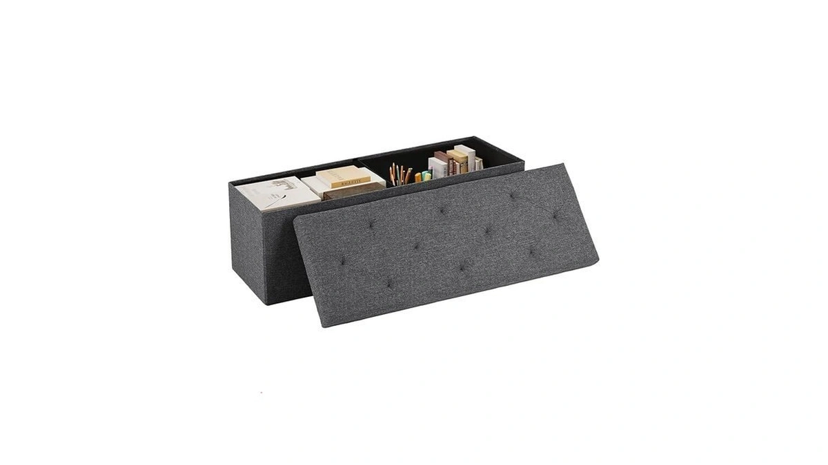 Dumos 43 Inch Folding Storage Ottoman Bench, Large Hidden Storage