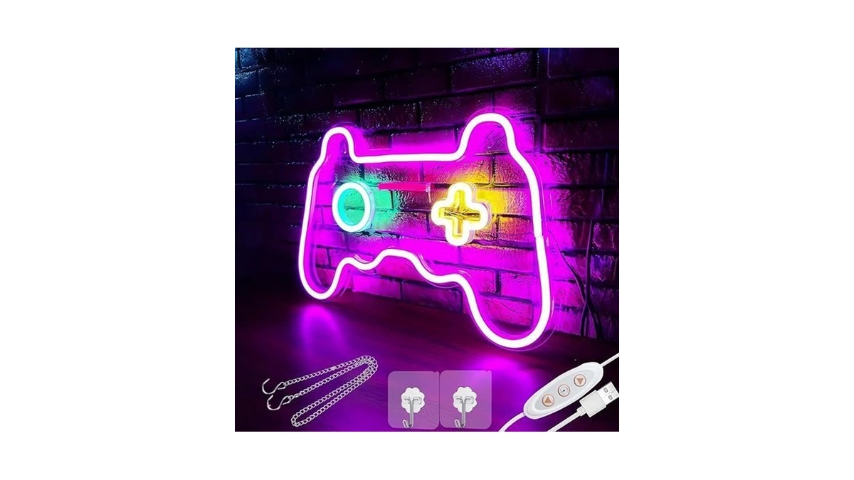 Gamer Neon Sign - Dimmable Gamepad Shaped Led Neon Light,