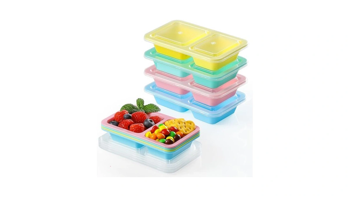 8 Pack 5oz Reusable Snack Containers, Multicolor Double Compartment Condiment