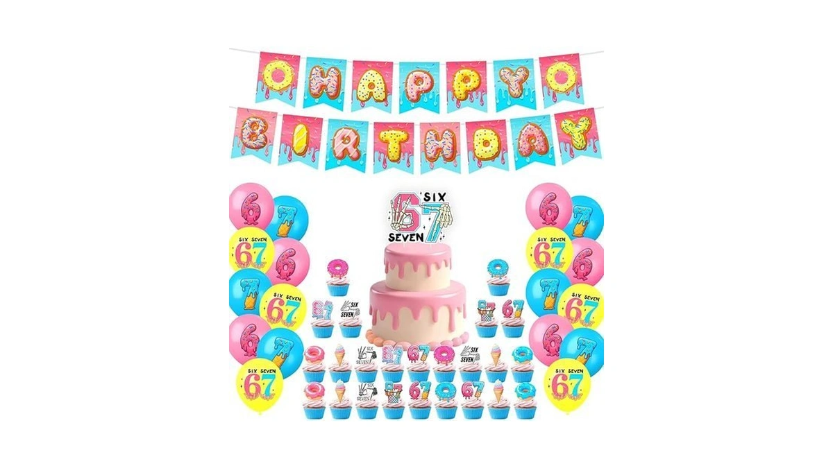 6 7 Birthday Decorations, 67 Meme Themed Birthday Decorations Set