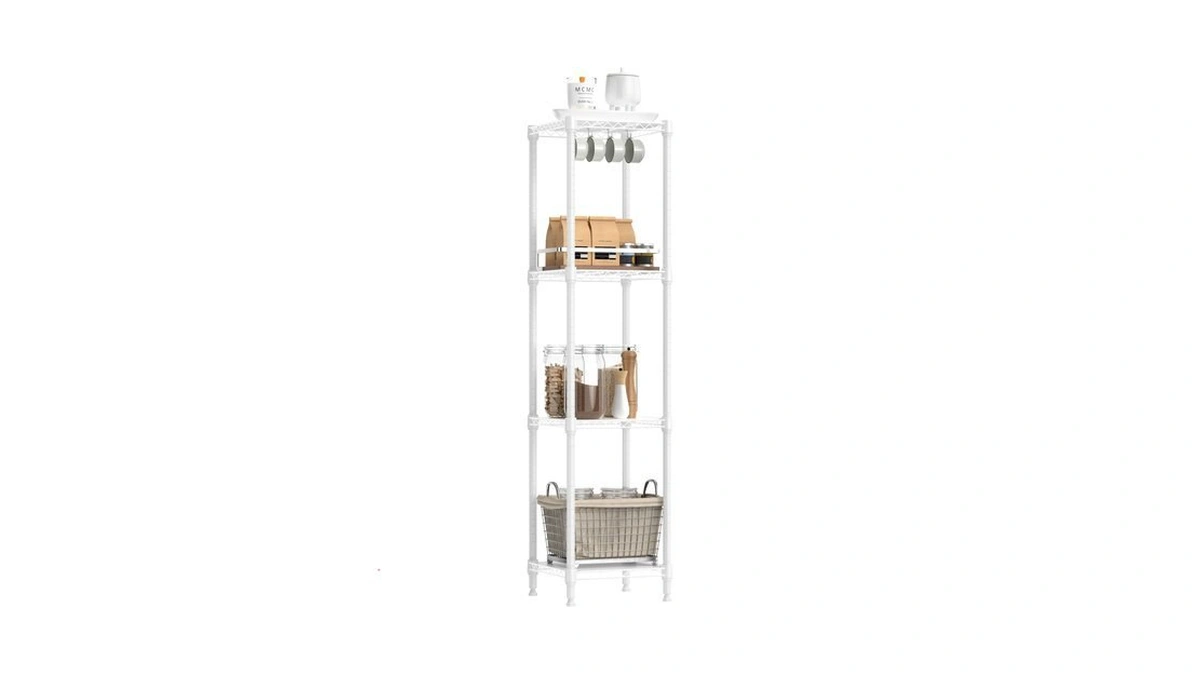 Izeuk 4 Tier Steel Storage Shelves, Adjustable Wire Shelving Unit