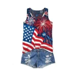 Binshre Usa Flag Print Tank Tops Women Vintage American Stars