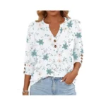 Anrabess Womens Tops 3/4 Sleeve Casual Henley Shirts V Neck