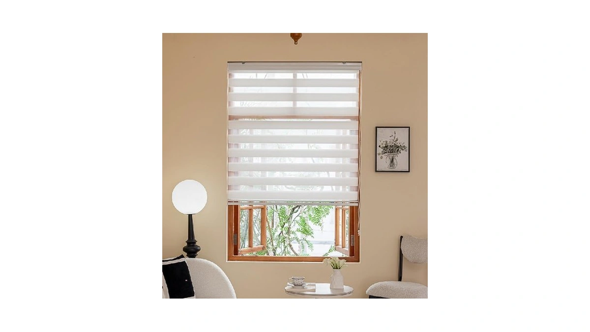 Horizontal Zebra Blinds For Windows, Roller Light Filtering Control Semi
