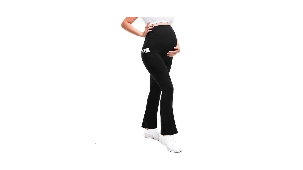 Leafigure Maternity Flare Leggings With Pockets Over The Belly Yoga