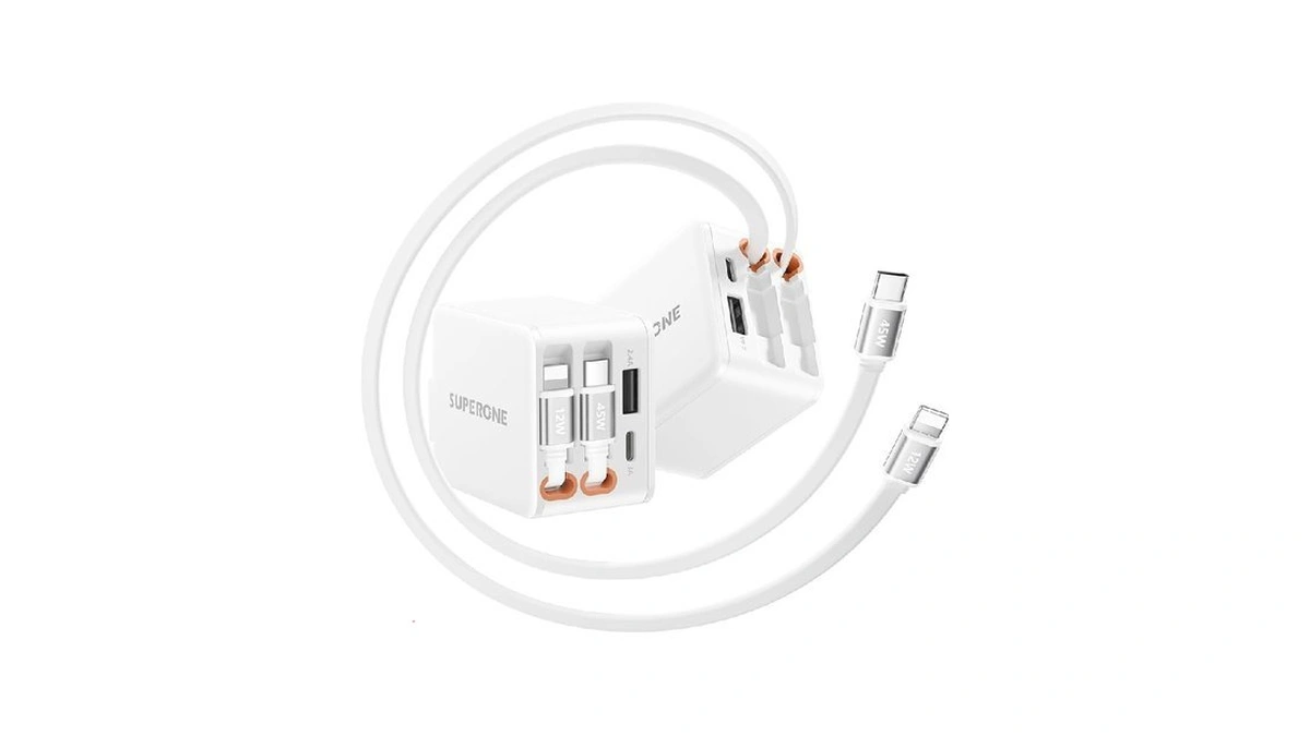 Superone 84w Retractable Wall Charger With Dual Cables,4-port Usb C