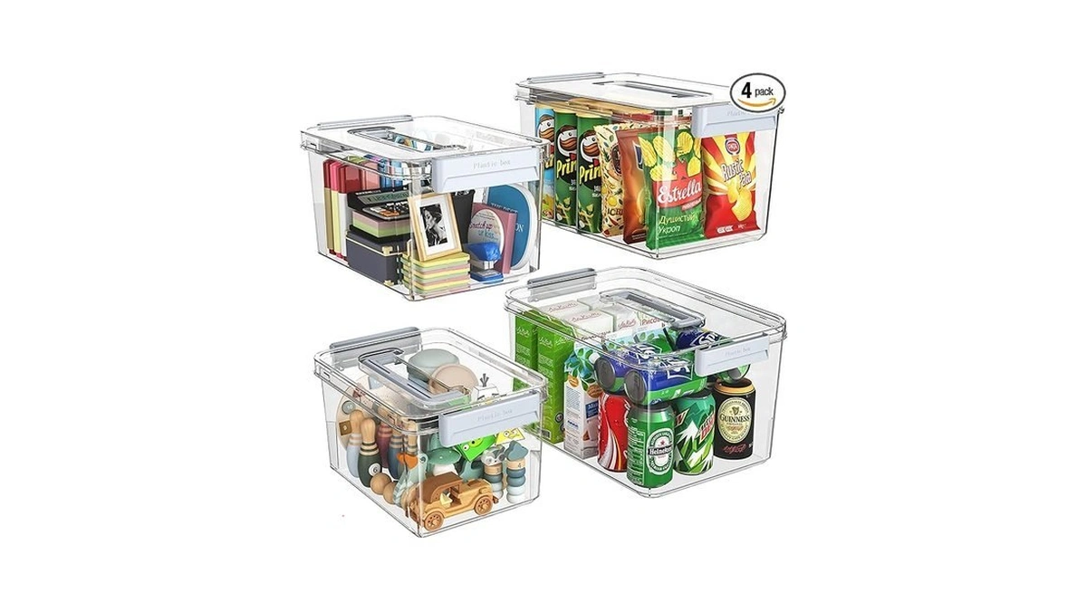 Magdesigner Plastic Storage Bins With Lids Stackable Organization And Storage