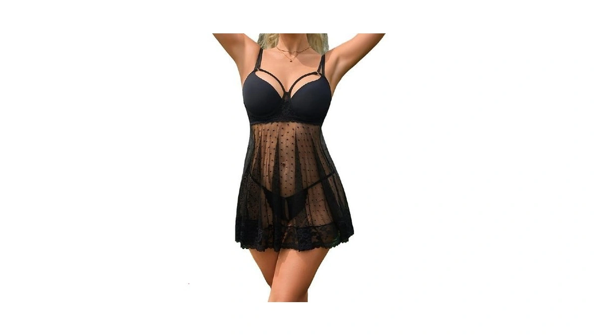 Avidlove Sheer Lace Babydoll Dress Lingerie For Women Sheer Mesh
