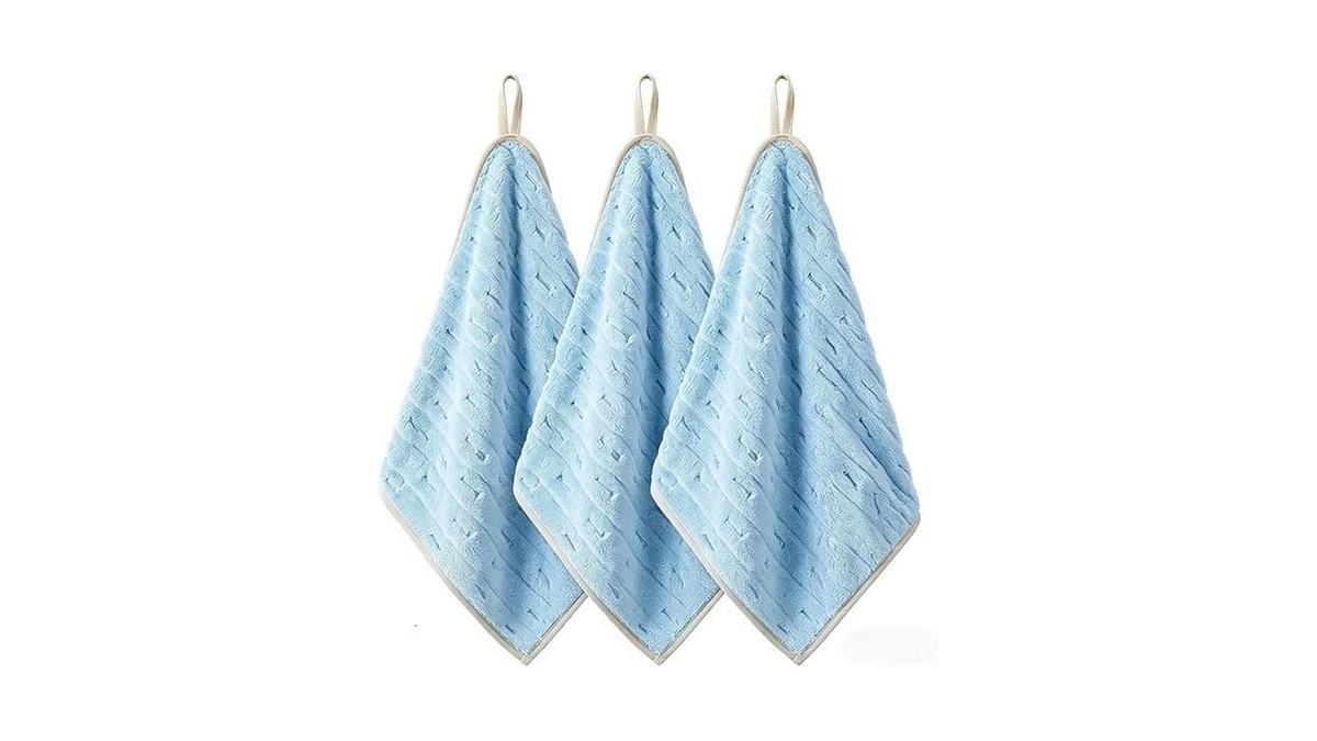Lmminbz 3 Pack Microfiber Hand Towels For Bathroom With Hanging