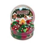 Gingerbread House Green & Red Pom-poms Clear Slime, Slimes Party