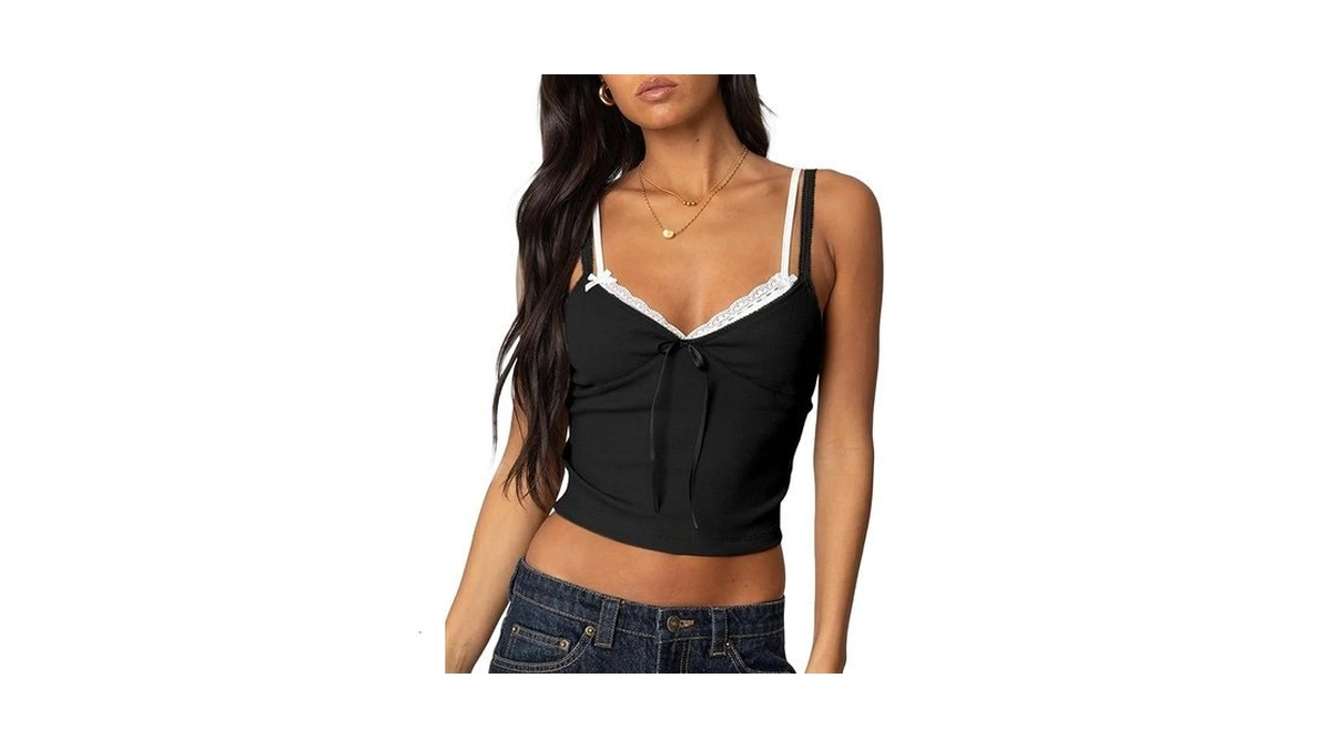Lace Camisole Tops For Women Spaghetti Strap Cami Shirt Crop