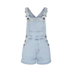 Politi Denim Overall Shorts For Women, Adjustable Straps Bib Stretchy