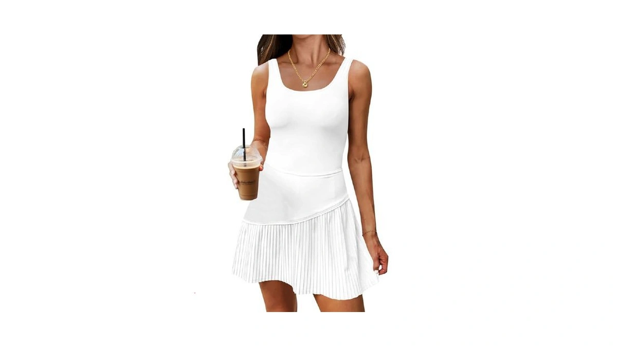 Fisoew Womens Tennis Dress With Built In Shorts And Bra