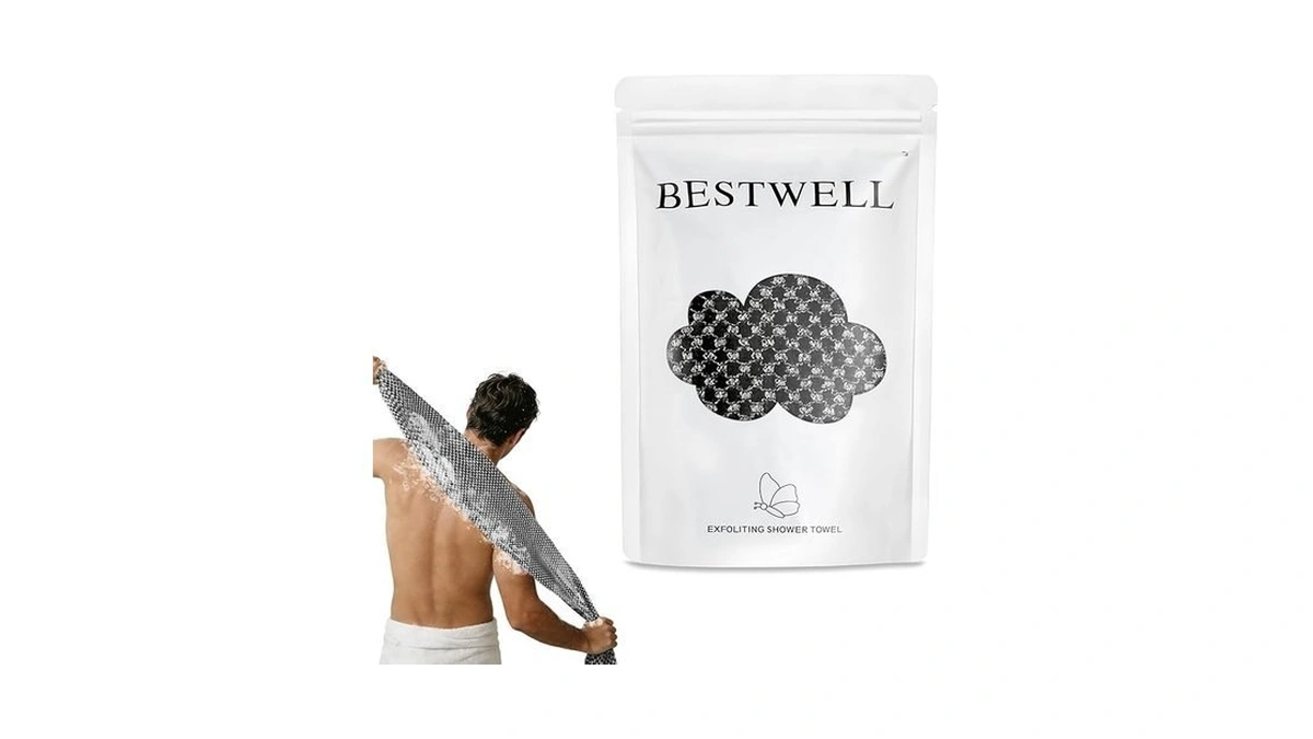 Bestwell Exfoliating Shower Towel 47", Premium Scrub Wash Cloth For