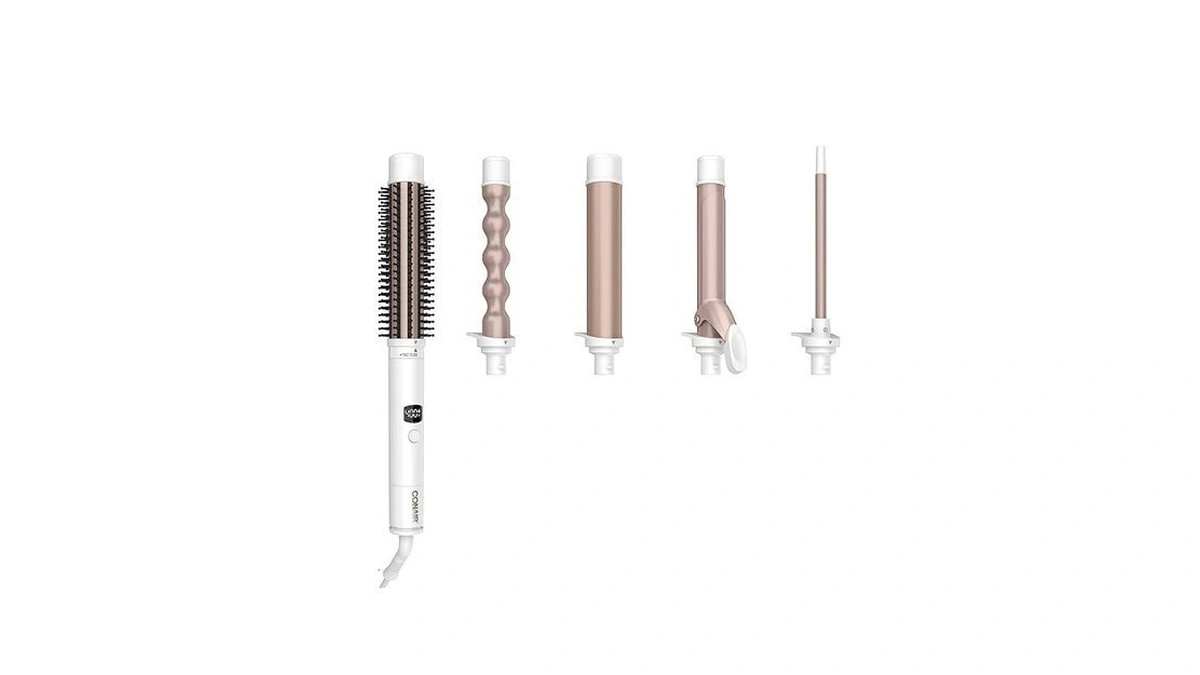 Conair Double Ceramic Multi-attachment Hair Styler, 5-in-1 Hair Curling Wand
