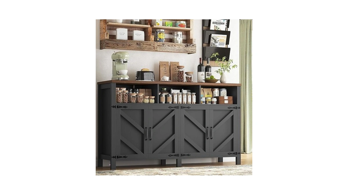 Knoworld Buffet Sideboard With Storage Farmhouse With 4 Doors, 55''