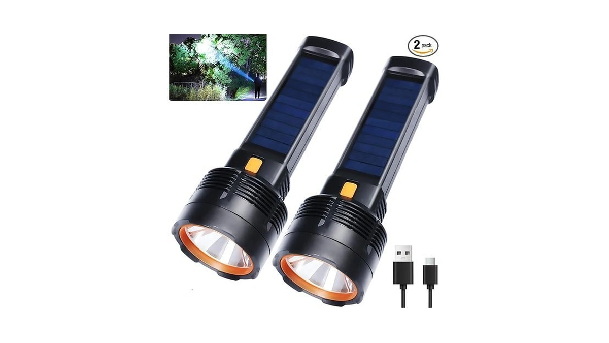 Queena 2 Pack Led Rechargeable Flashlight - 100000 Lumens Super
