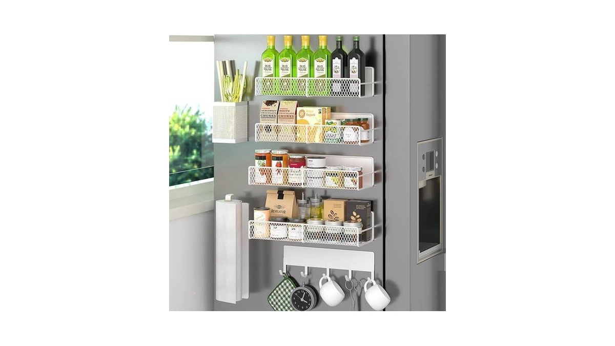 Magnetic Spice Rack For Refrigerator, 7 Pack 100% Metal Strong