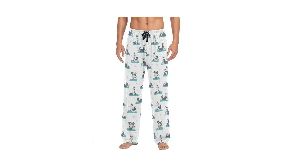 Ollabaky Husky Yoga Dogs Pajama Pants For Men, Men's Pjs