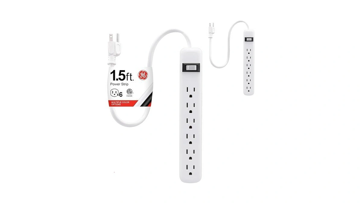Ge 6-outlet Power Strip, 2 Pack, 1.5 Ft Extension Cord,