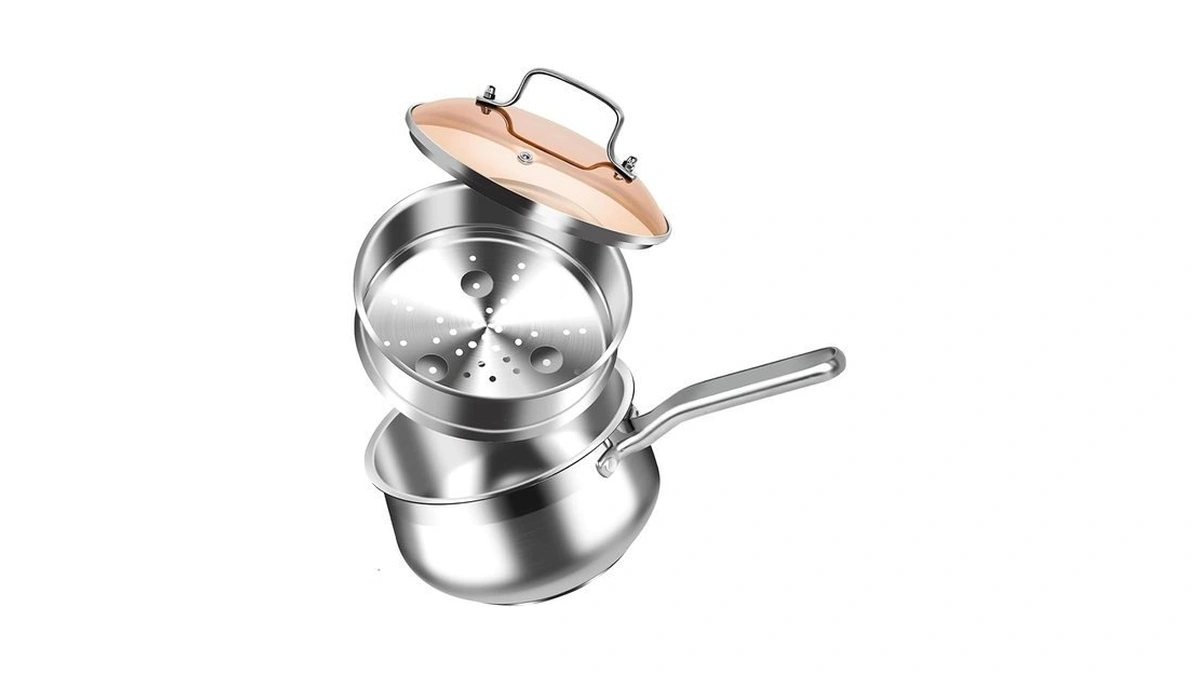 Wangyuanji 2.5 Quart Stainless Steel Saucepan With Steamer Basket, 2-in-1
