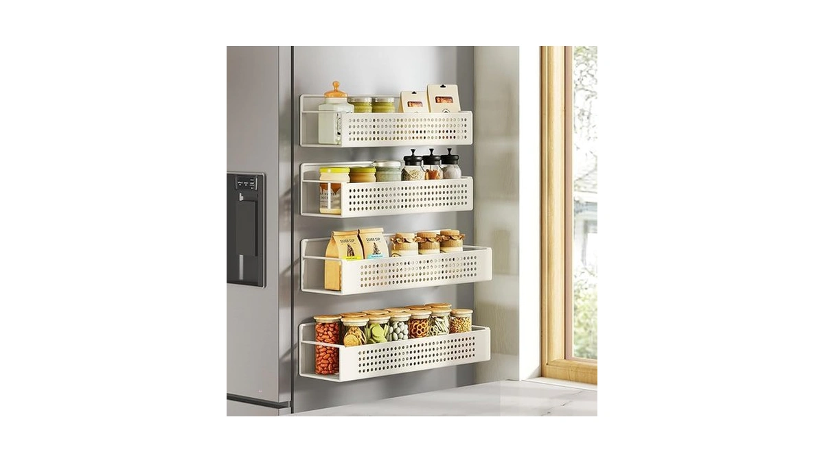 Songmics Strong Magnetic Spice Rack For Refrigerator, Set Of 4,