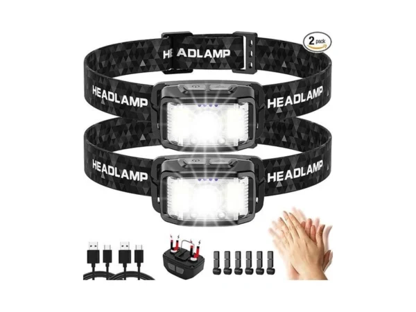 Headlamp Rechargeable,2 Pack 2000 Lumen Super Bright Led Headlamp,16 Modes
