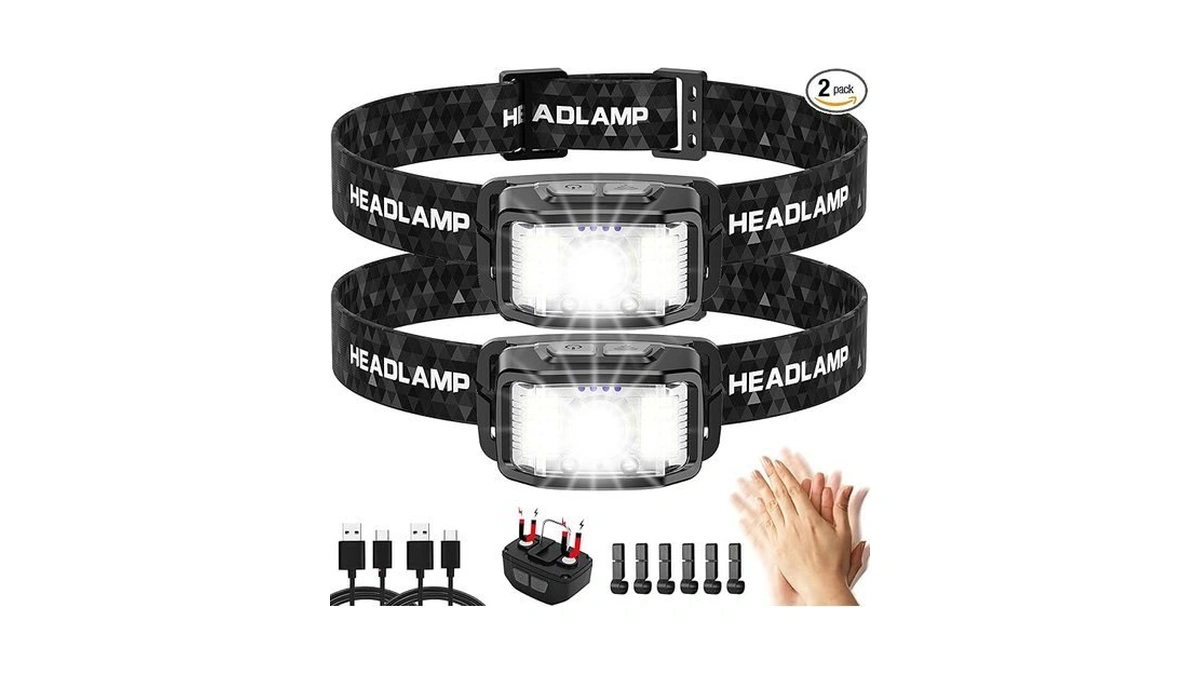 Headlamp Rechargeable,2 Pack 2000 Lumen Super Bright Led Headlamp,16 Modes