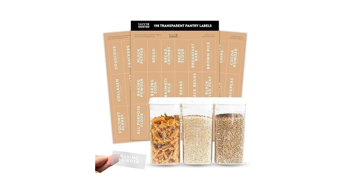Savvy & Sorted Pantry Labels For Food Containers, 198 Modern