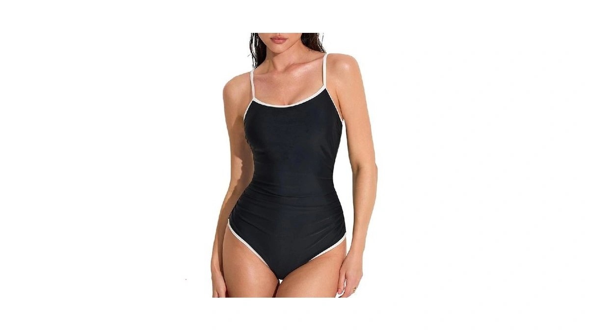 Ajisai Women One Piece Tummy Control Swimsuit Slimming Ruched Backless