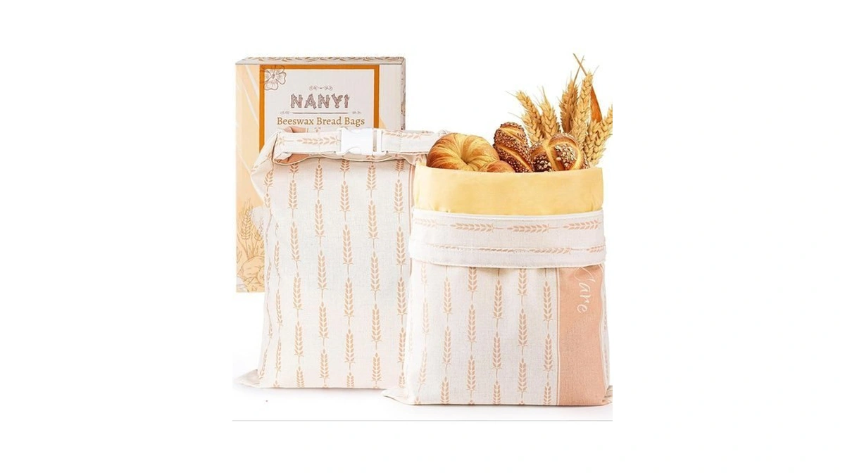 2-pack Reusable Beeswax Bread Bags For Sourdough & Homemade Bread，cotton